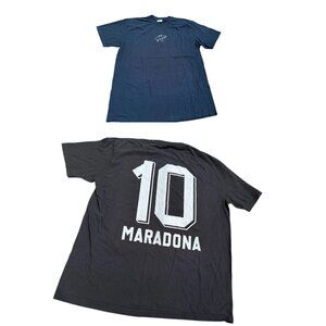 Comfort Colors XL Diego Maradona 10 T Shirt futbol Black White Double Sided New